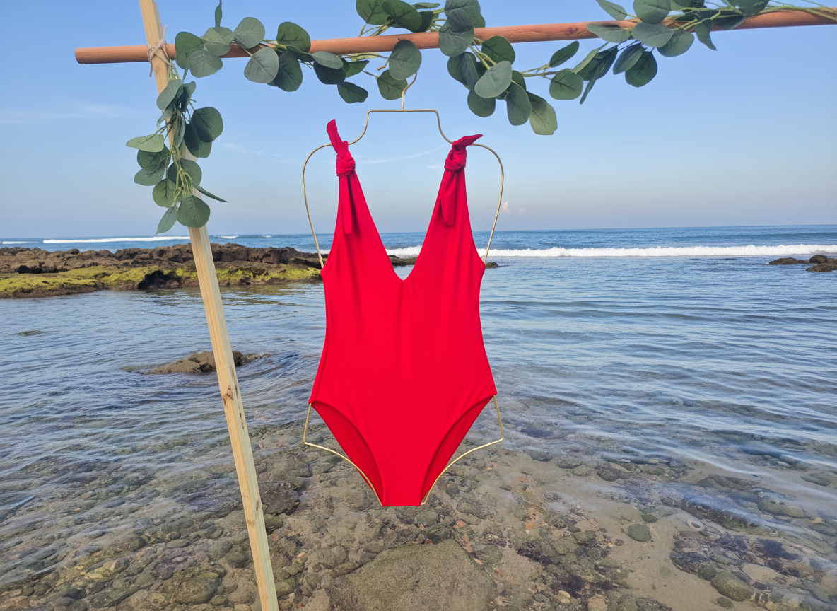 Red Riviera Tie-Shoulder One Piece