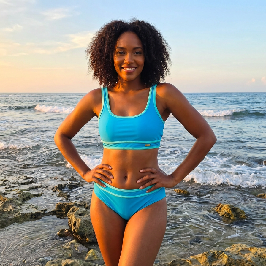 Blue Athletic Bikini Set - High Waist Sporty Swimwear | Mare & Moon