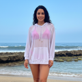 Chic White Mesh Hoodie Cover Up for Bikini & Swimwear