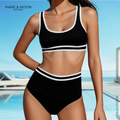 Black Athletic Bikini Set - High Waist Sporty Swimwear | Mare & Moon