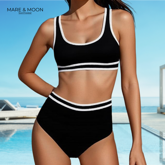 Black Athletic Bikini Set - High Waist Sporty Swimwear | Mare & Moon