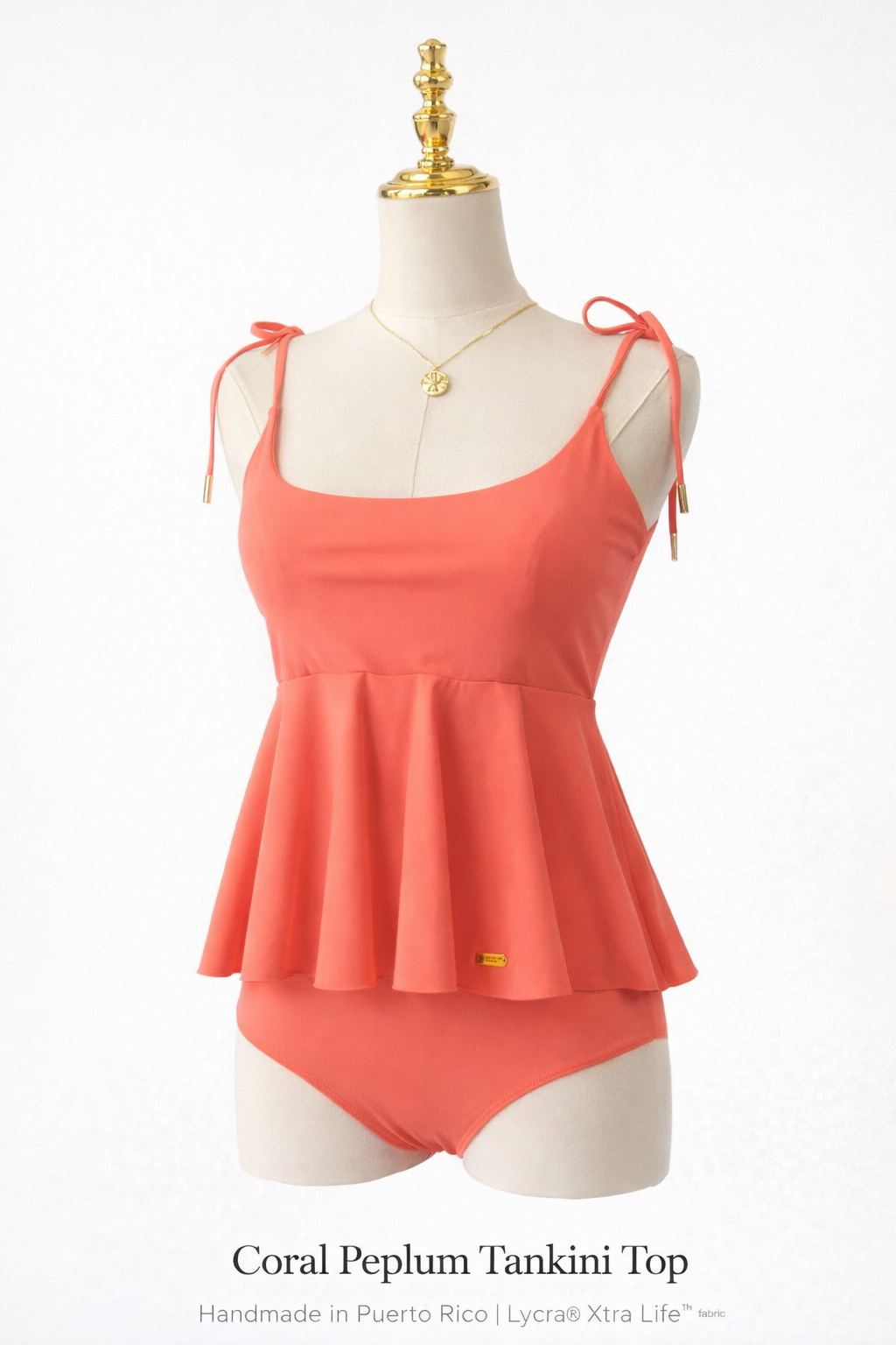 Coral Peplum Tankini Set – Handmade in Puerto Rico | Lycra Xtra Life
