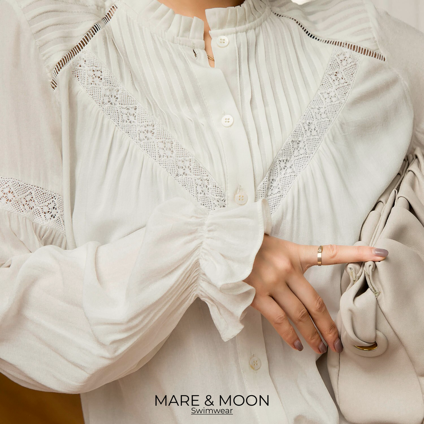 Boho White Lace Beach Cover Up - Long Sleeve Resort Shirt